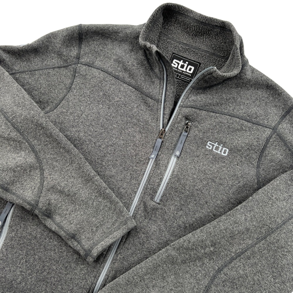 Stio Wilcox Fleece Jacket Mens L Gray Full Zip Sweater Outdoor Hiking Gorpcore